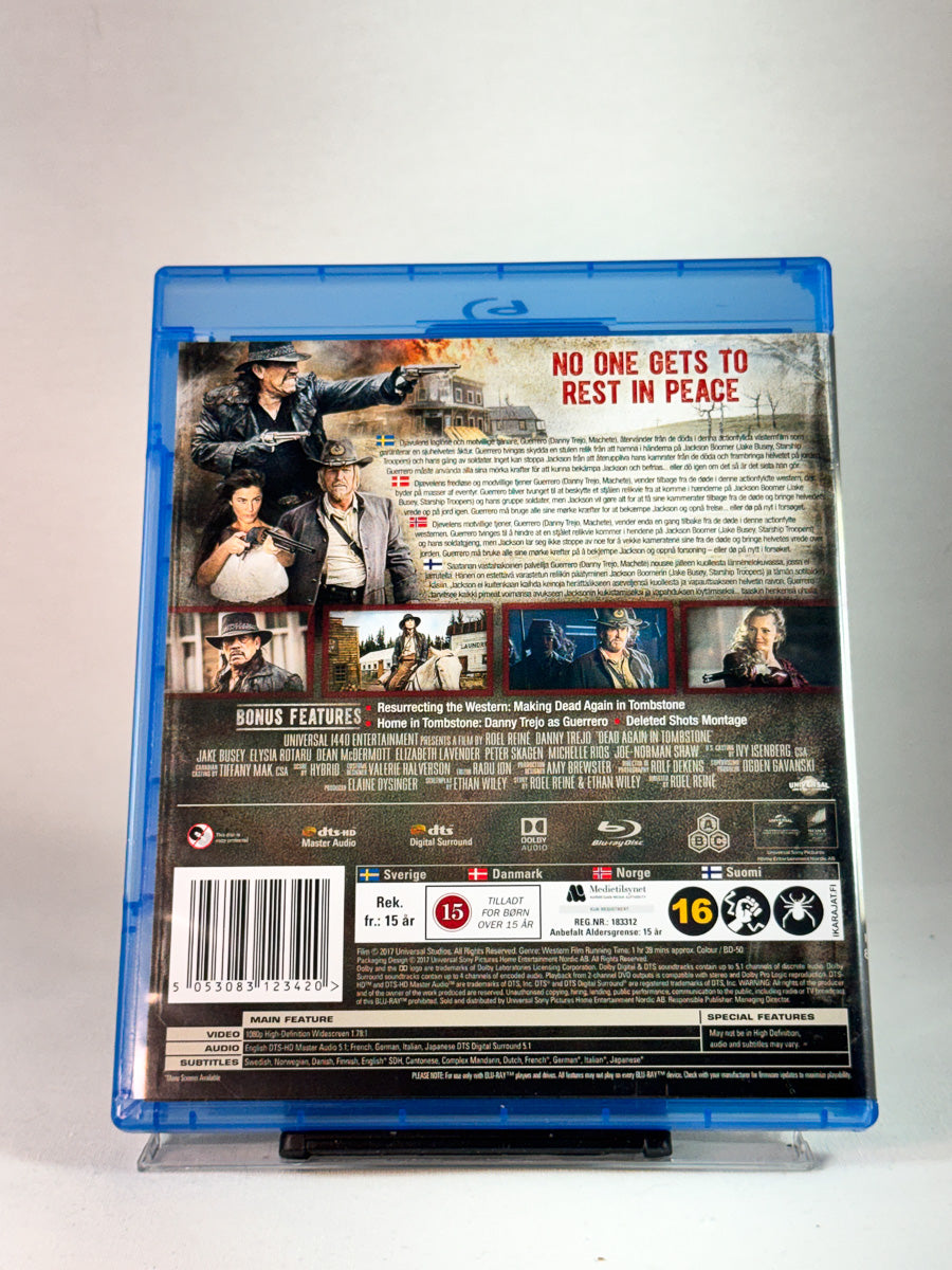 Bakside av cover til Dead Again in Tombstone, bruktfilm hos nettbutikken Brukbar Film