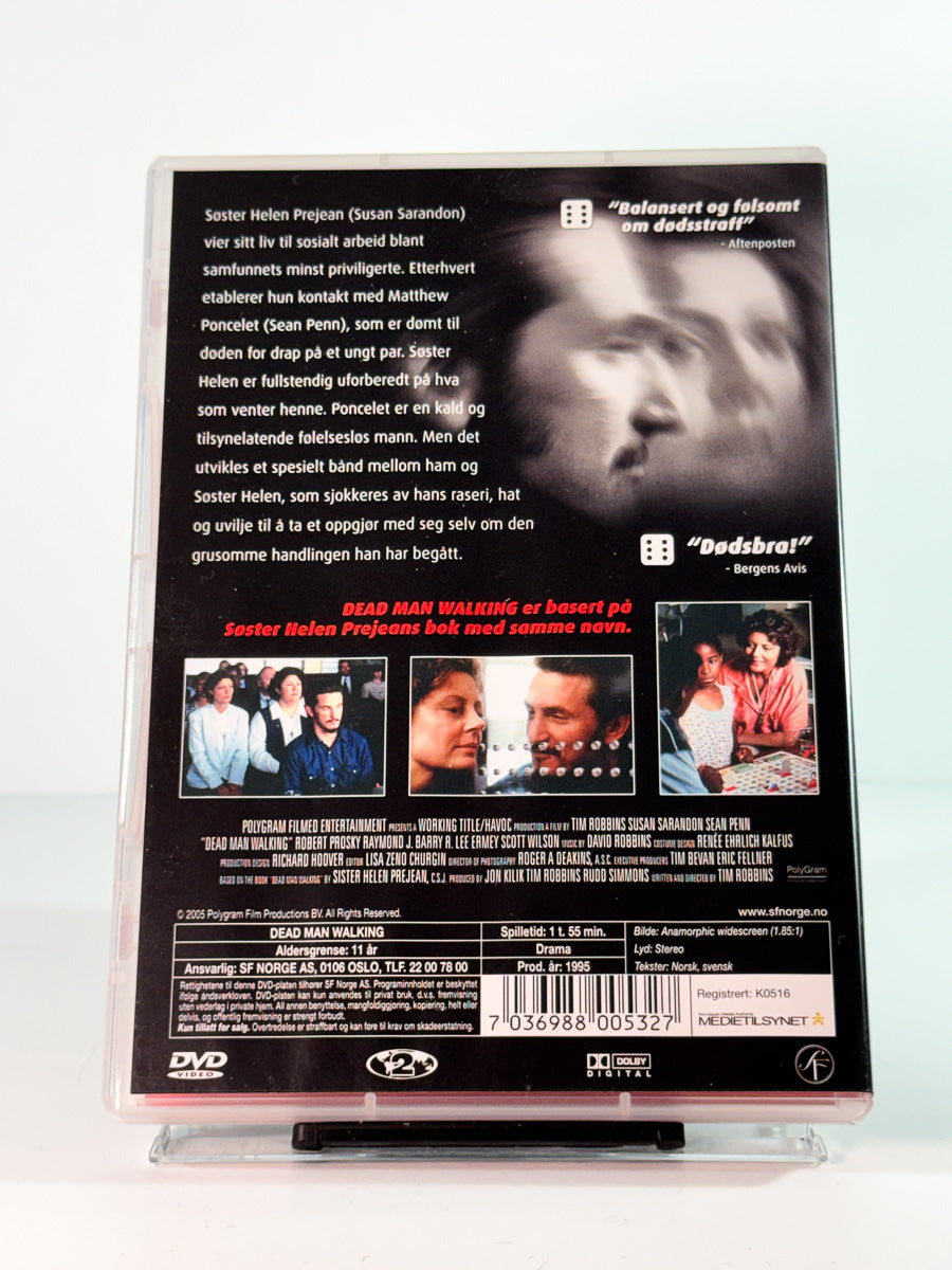 Bakside av cover til dead man walking, brukt DVD hos Brukbar Film