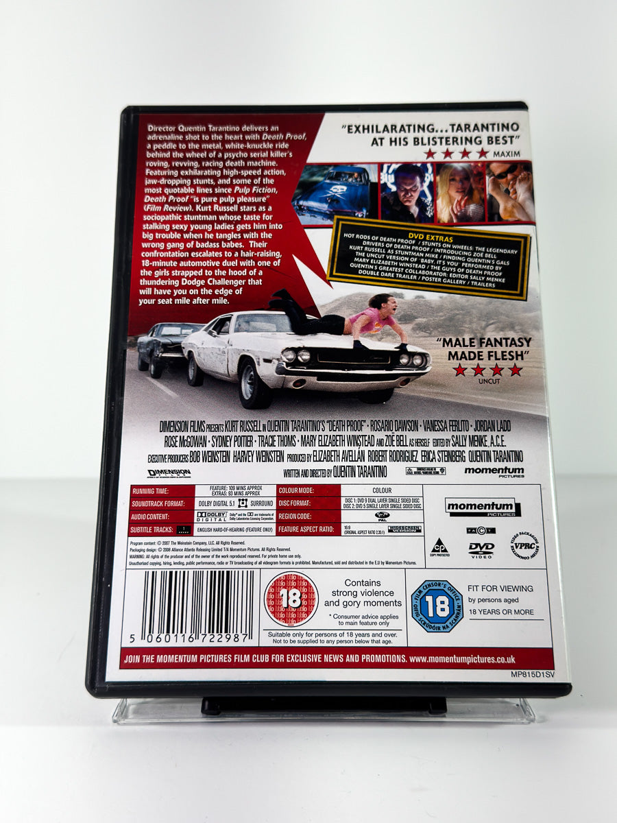 Bakside av cover til Death Proof på DVD