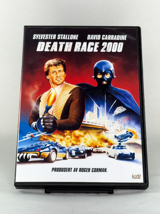 Forside av DVD-cover til Death Race 2000 – Roger Cormans kultklassiker med Sylvester Stallone og David Carradine, brukt film hos Brukbar Film