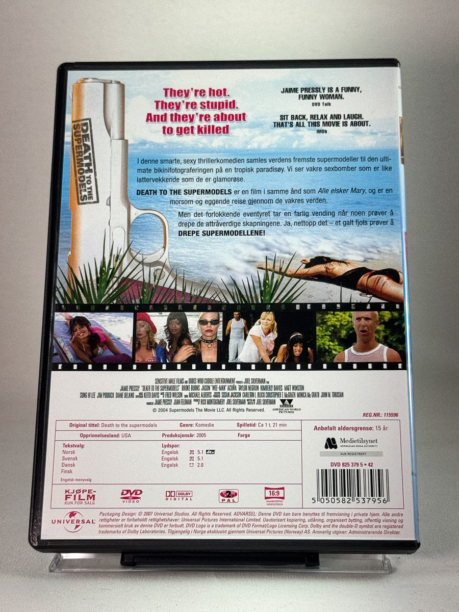 Bakside av DVD-cover til Death to the Supermodels, bruktfilm hos nettbutikken Brukbar Film