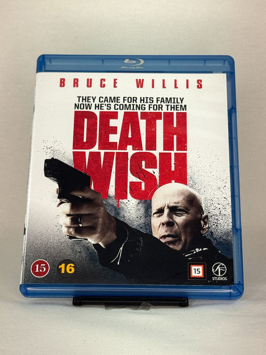 Forside av Death Wish Blu-ray-cover – brukt actionfilm med Bruce Willis i hovedrollen, hos Brukbar Film