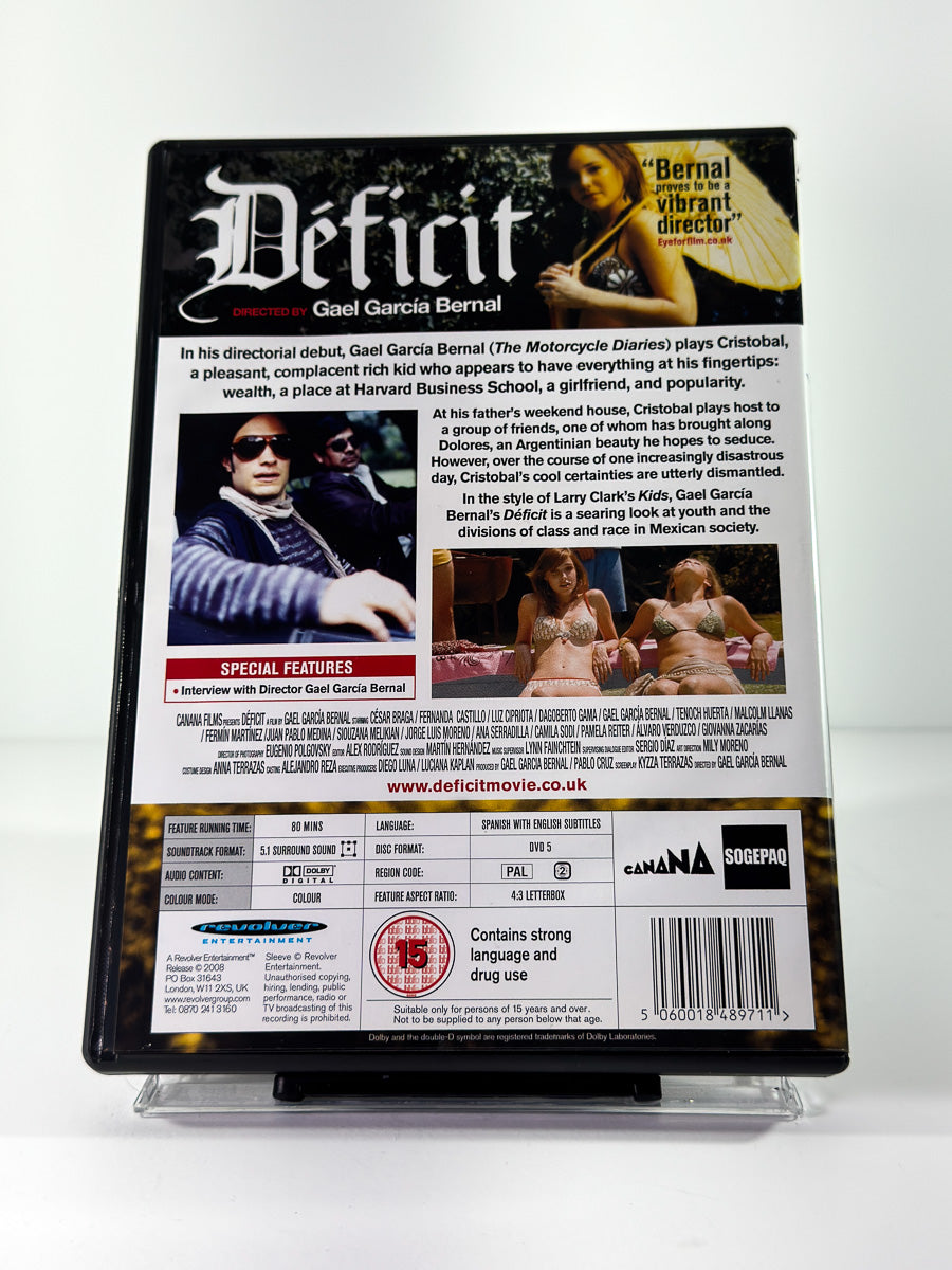 Bakside av cover til Déficit på DVD