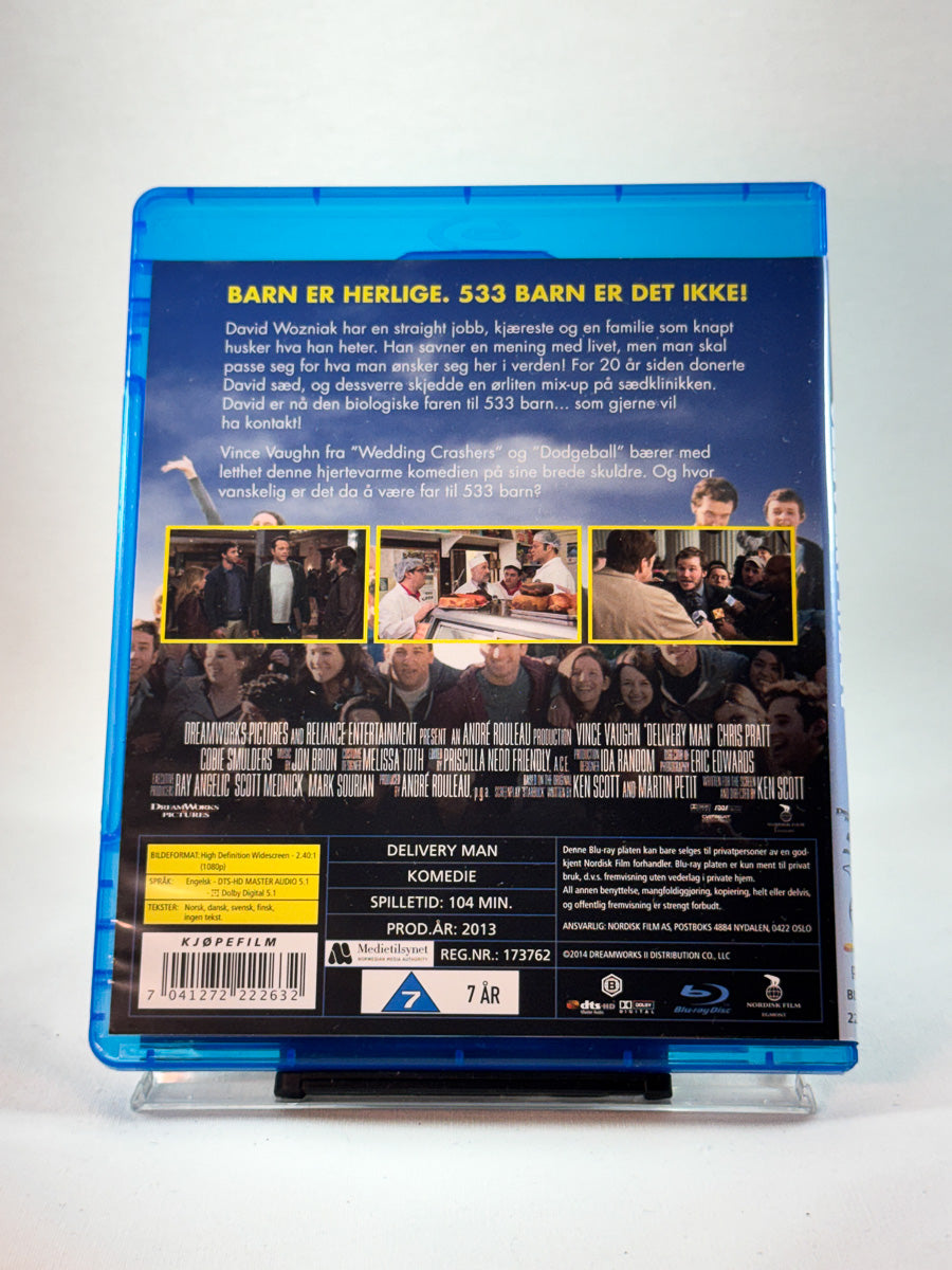Bakside av cover til Delivery Man, bruktfilm hos nettbutikken Brukbar Film