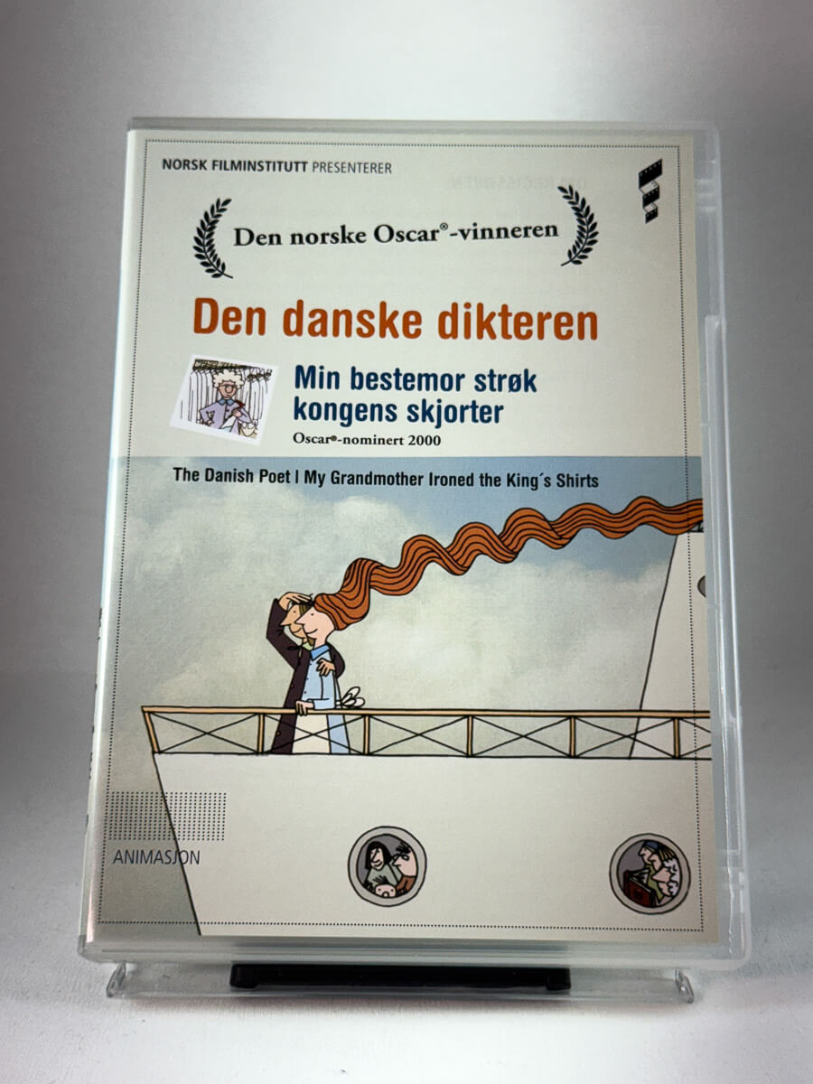 Forside av DVD-cover til Den danske dikteren – Min bestemor strøk kongens skjorter, bruktfilm hos nettbutikken Brukbar Film