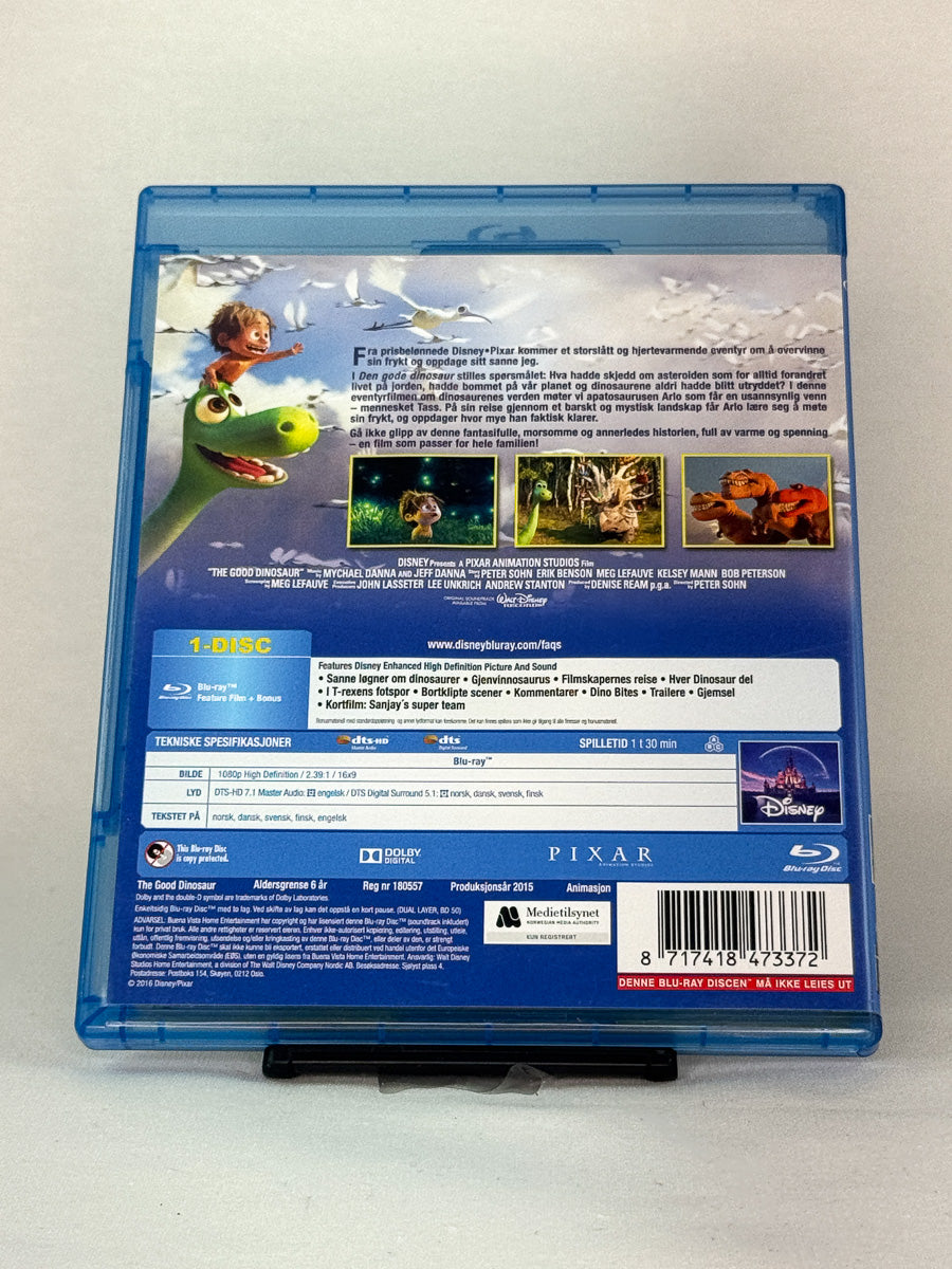 Bakside av Blu-ray-cover for Den gode dinosaur – brukt original Disney Pixar-film tilgjengelig hos Brukbar Film
