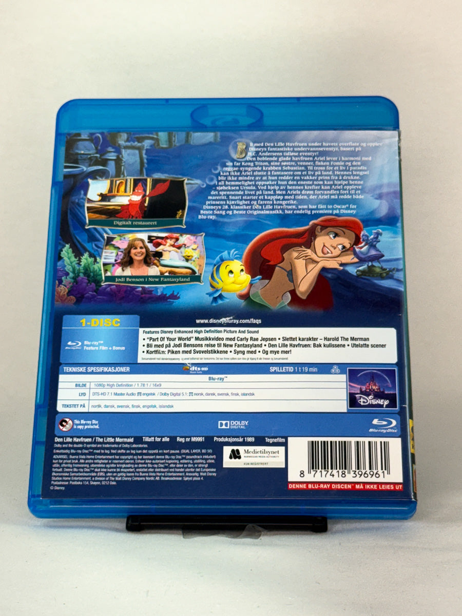 Bakside av Diamond Edition Blu-ray-cover for Den lille havfruen – brukt original Disney-film hos Brukbar Film