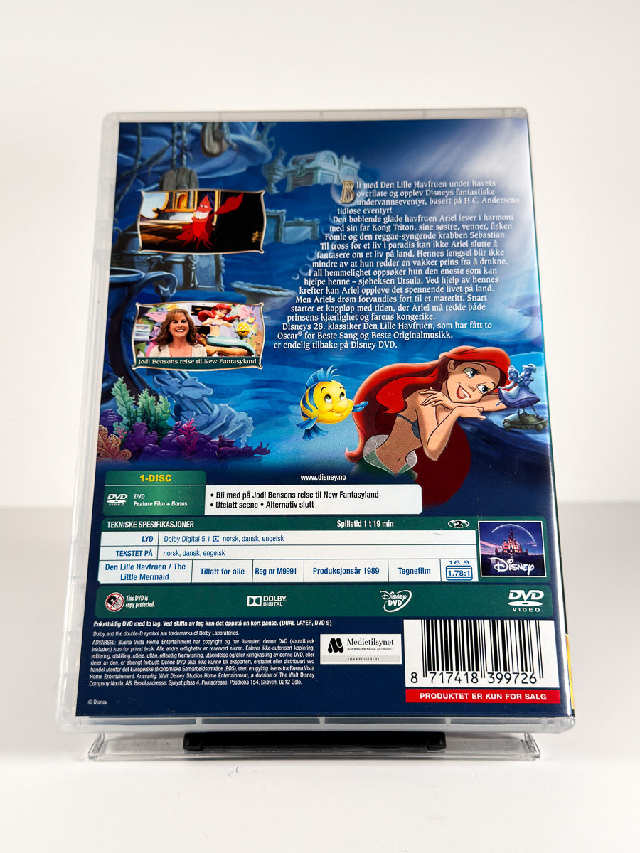 Bakside av cover til Den lille havfruen på DVD