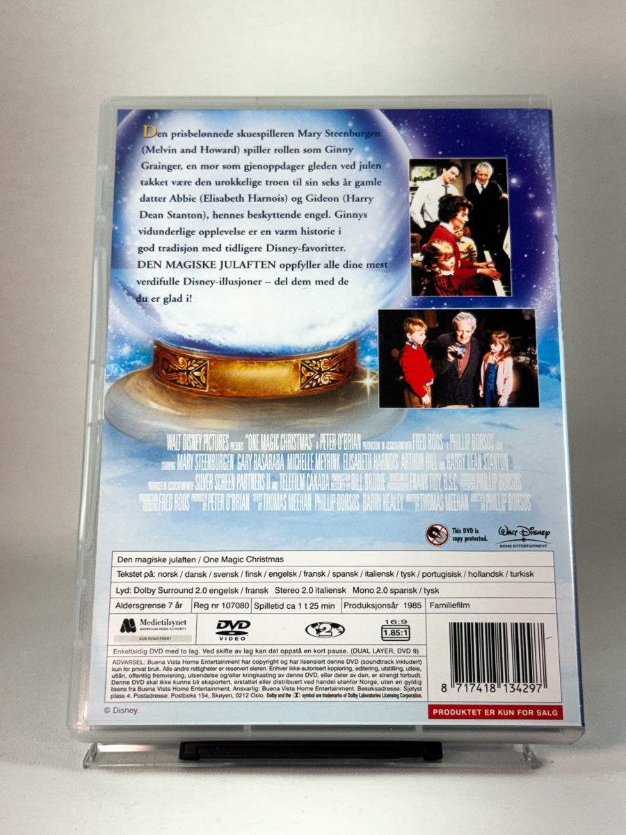 Bakside av DVD-cover til Den magiske julaften, klassisk julefortelling for hele familien, brukt DVD hos Brukbar Film