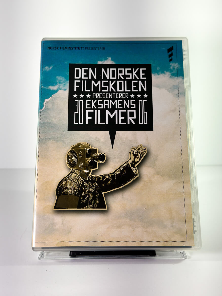 Forside av cover til Den norske filmskolen presenterer eksamensfilmer, bruktfilm hos nettbutikken Brukbar Film