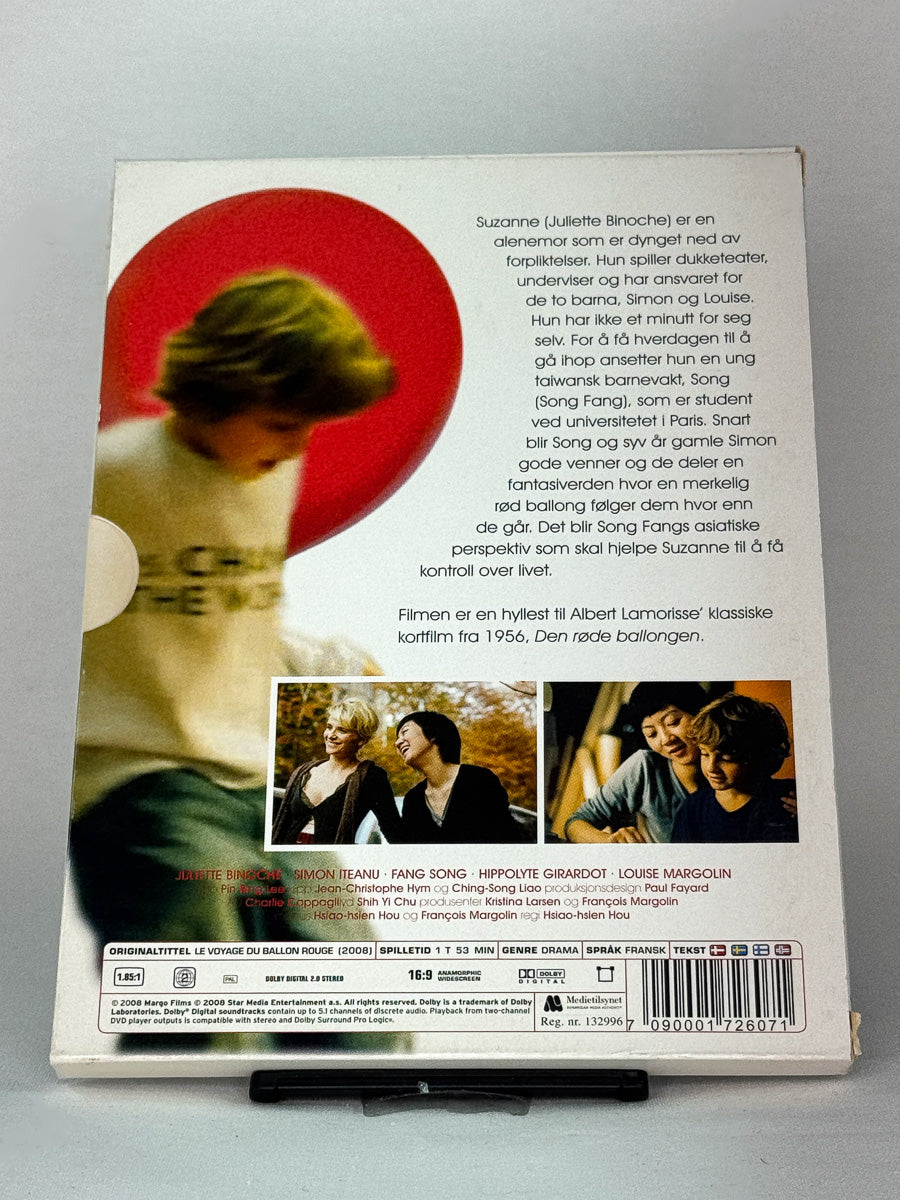 DVD-cover-bakside til filmen Den røde ballongens reise – Brukt DVD fra nettbutikken Brukbar Film