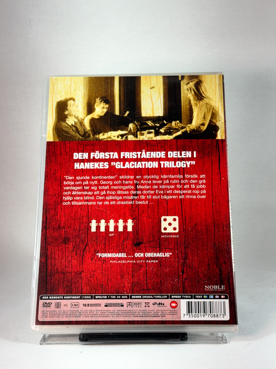 Bakside av cover til Den sjuende kontinenten, brukt DVD hos Brukbar Film