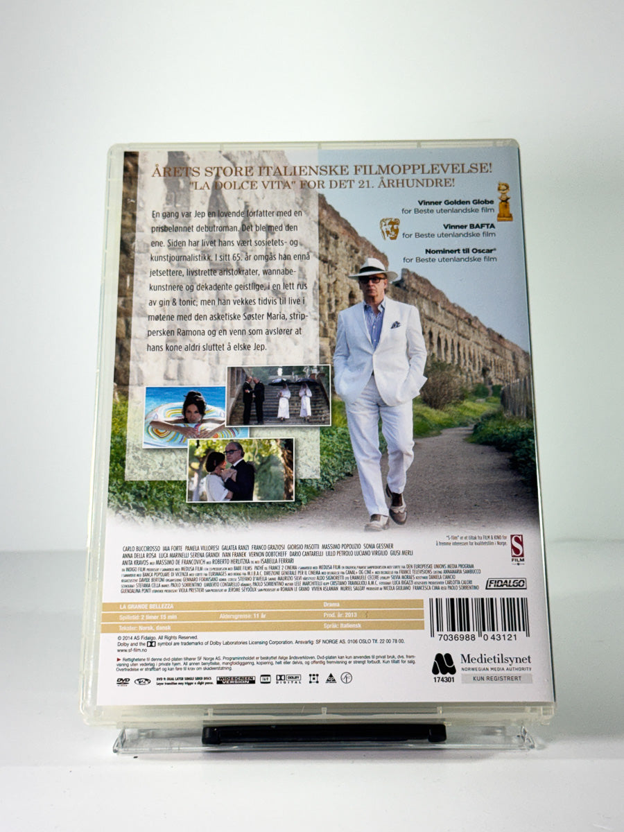Bakside av cover til den store skjønnheten, brukt DVD hos Brukbar Film