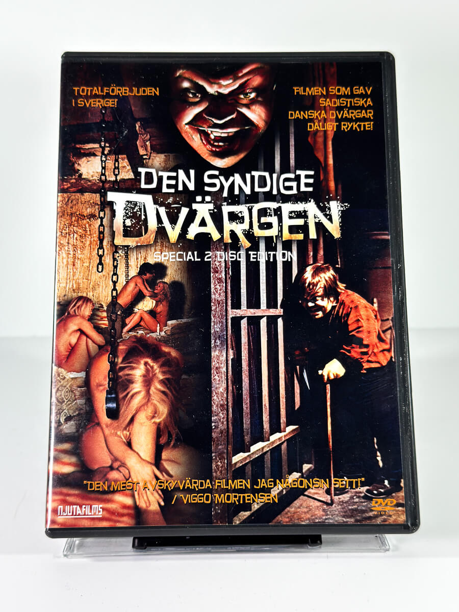 Forside av cover til Den syndige dværgen, bruktfilm hos nettbutikken Brukbar Film