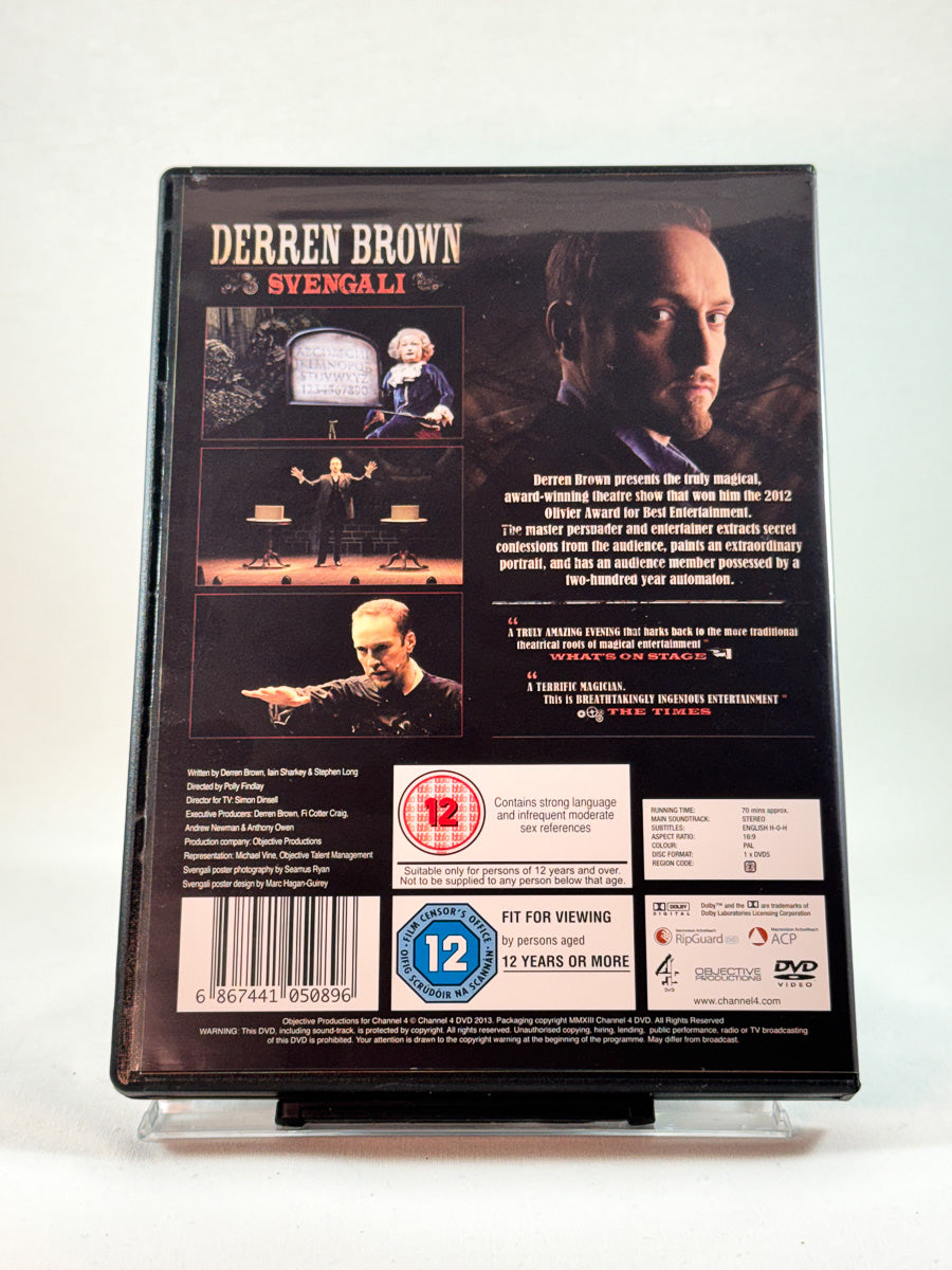 DVD-cover-bakside til Derren Brown: Svengali hos Brukbar Film