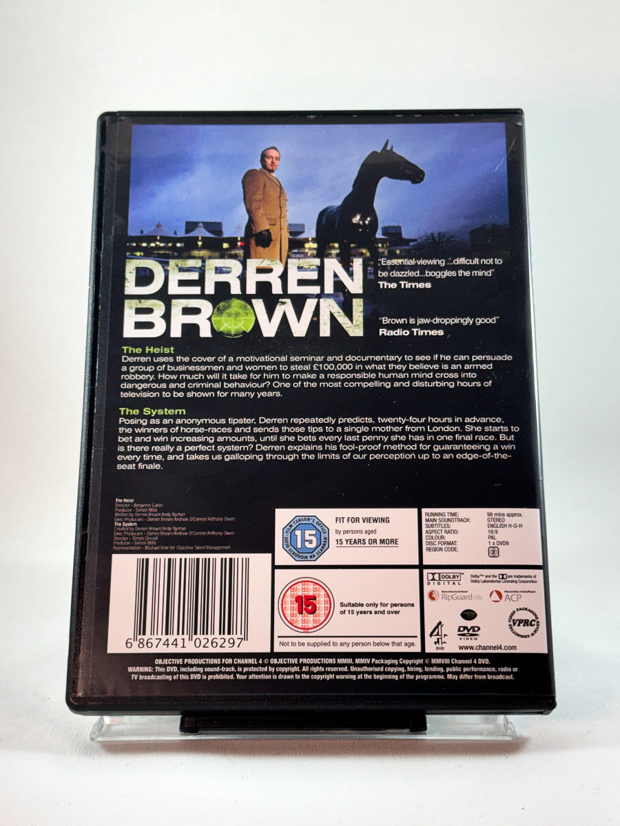 DVD-cover-bakside til Derren Brown: The Specials – The Heist | The System hos Brukbar Film