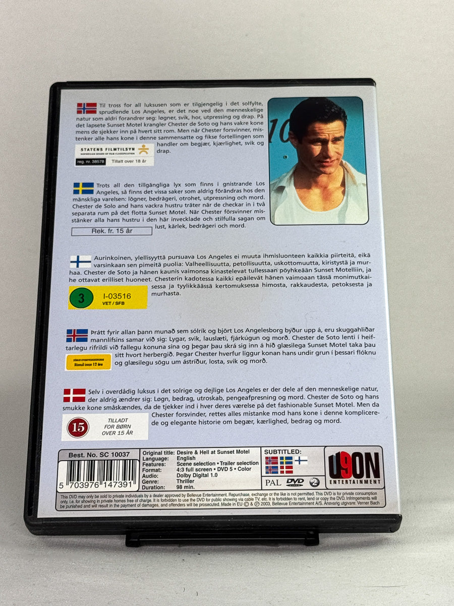 DVD-cover-bakside til filmen Desire & Hell at Sunset Motel – Brukt DVD fra nettbutikken Brukbar Film