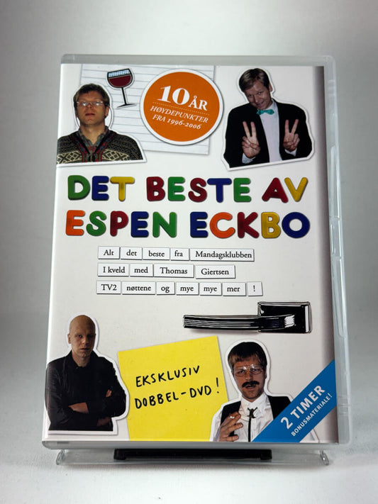 Forside av filmcover til Det beste av Espen Eckbo, brukt dobbel-DVD med humor fra NRK hos Brukbar Film