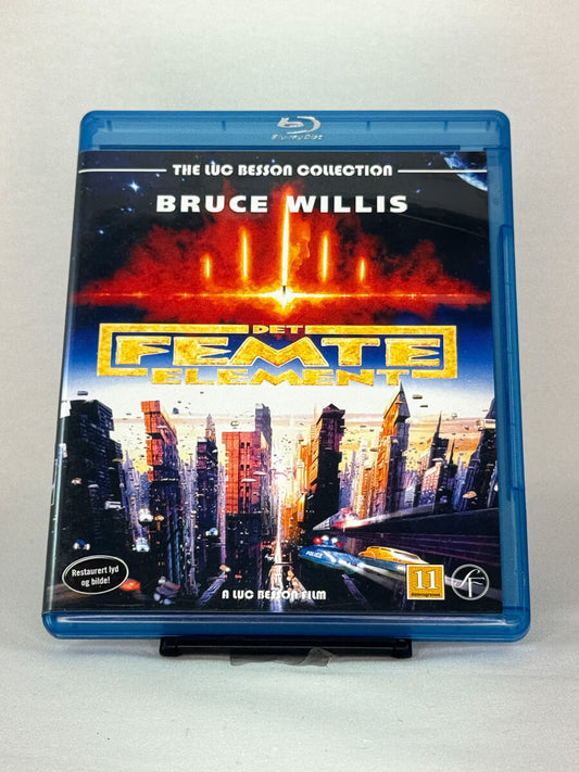 Forside av Blu-ray-cover til Det femte element (The Fifth Element) – brukt science fiction-klassiker på Blu-ray, selges hos Brukbar Film.