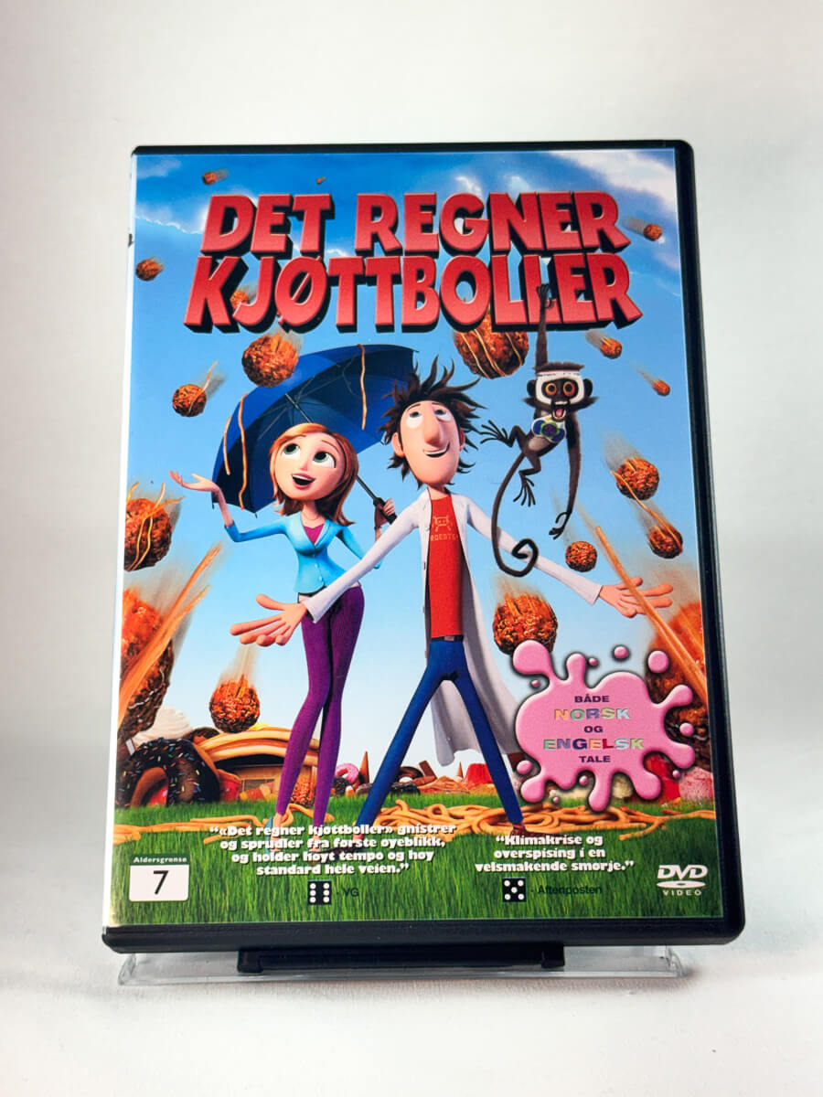 Forside av cover til Det regner kjøttboller, bruktfilm på DVD hos Brukbar Film