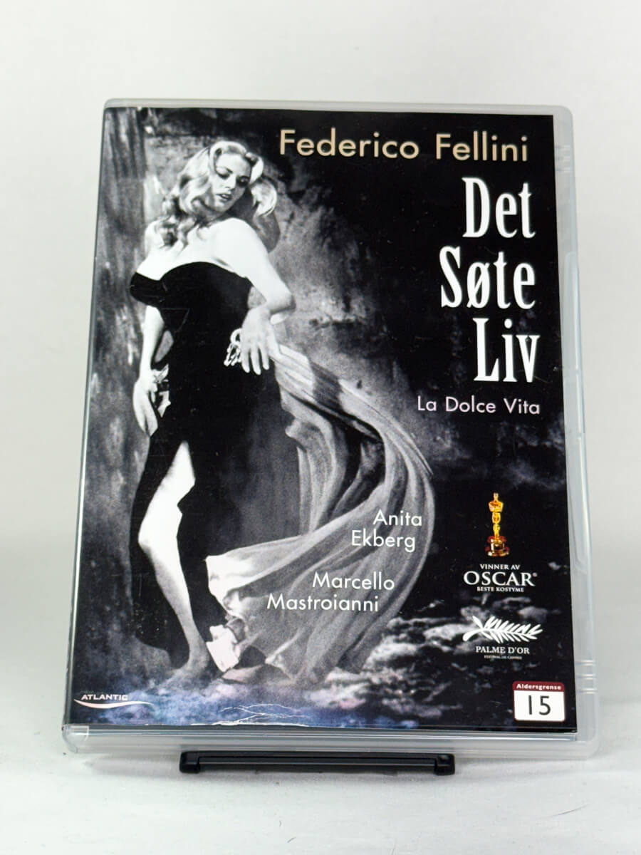 DVD-cover-forside til filmen Det søte liv (La Dolce Vita) – Brukt DVD fra nettbutikken Brukbar Film