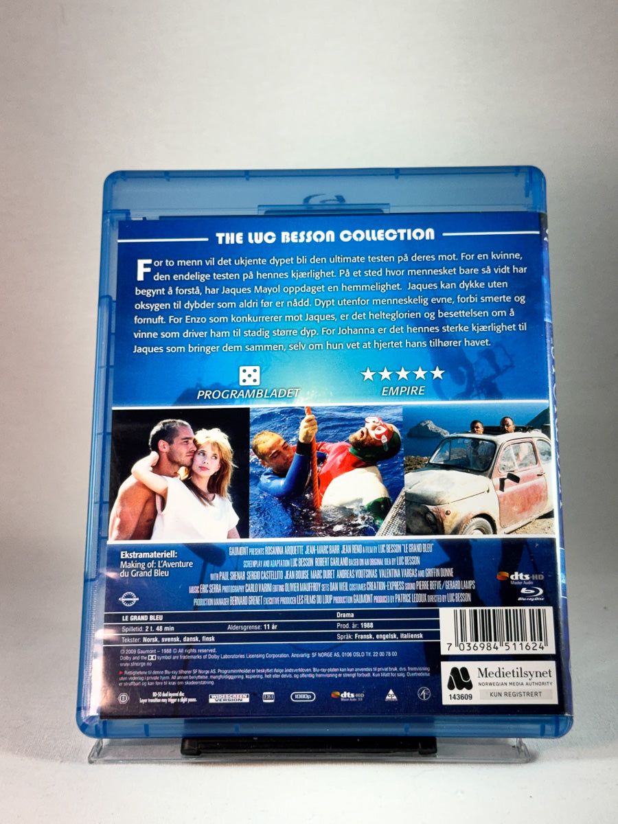 Bakside av cover til Det store blå, bruktfilm på Blu-ray hos Brukbar Film