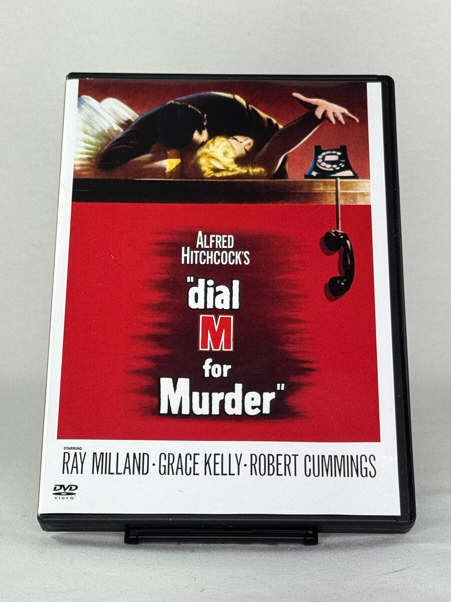 Brukt DVD-film Dial M for Murder – forside av filmcover, klassisk Hitchcock-thriller tilgjengelig hos Brukbar Film.