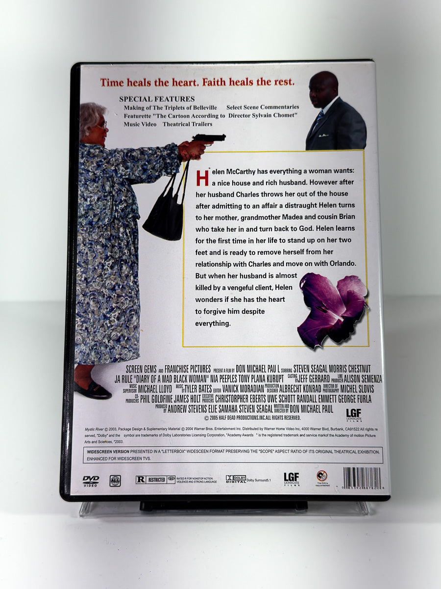 Bakside av cover til Diary of a Mad Black Woman, brukt original DVD hos Brukbar Film
