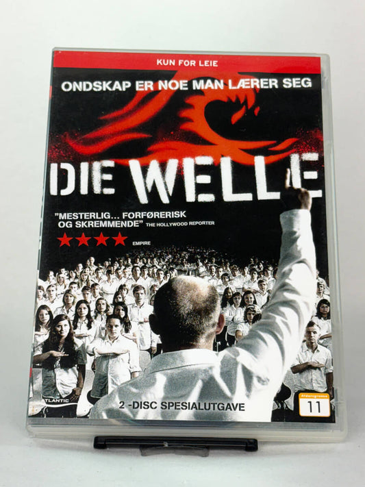 Forside av brukt DVD-film Die Welle (norsk tittel: Bølgen), tysk drama basert på sanne hendelser, filmcover forside tilgjengelig hos Brukbar Film.