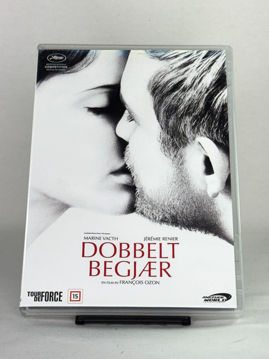 Forside av DVD-cover til Dobbelt begjær – brukt thrillerdrama på DVD, forside fra Brukbar Film