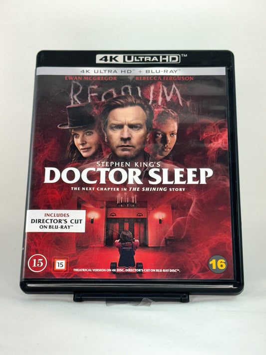 Forside av DVD-cover til Doctor Sleep – skrekkfilm basert på Stephen King, brukt cover forside hos Brukbar Film