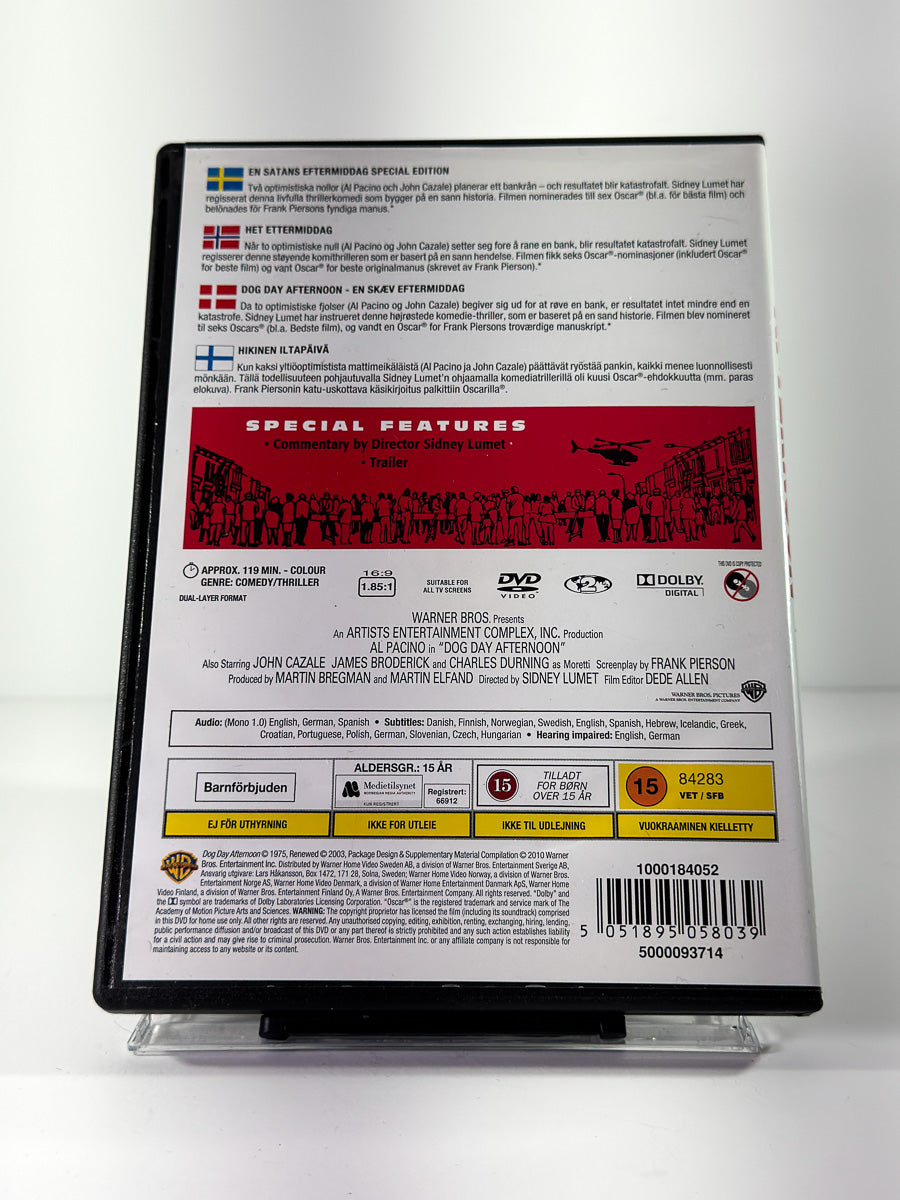 Bakside av cover til Dog Day Afternoon på DVD