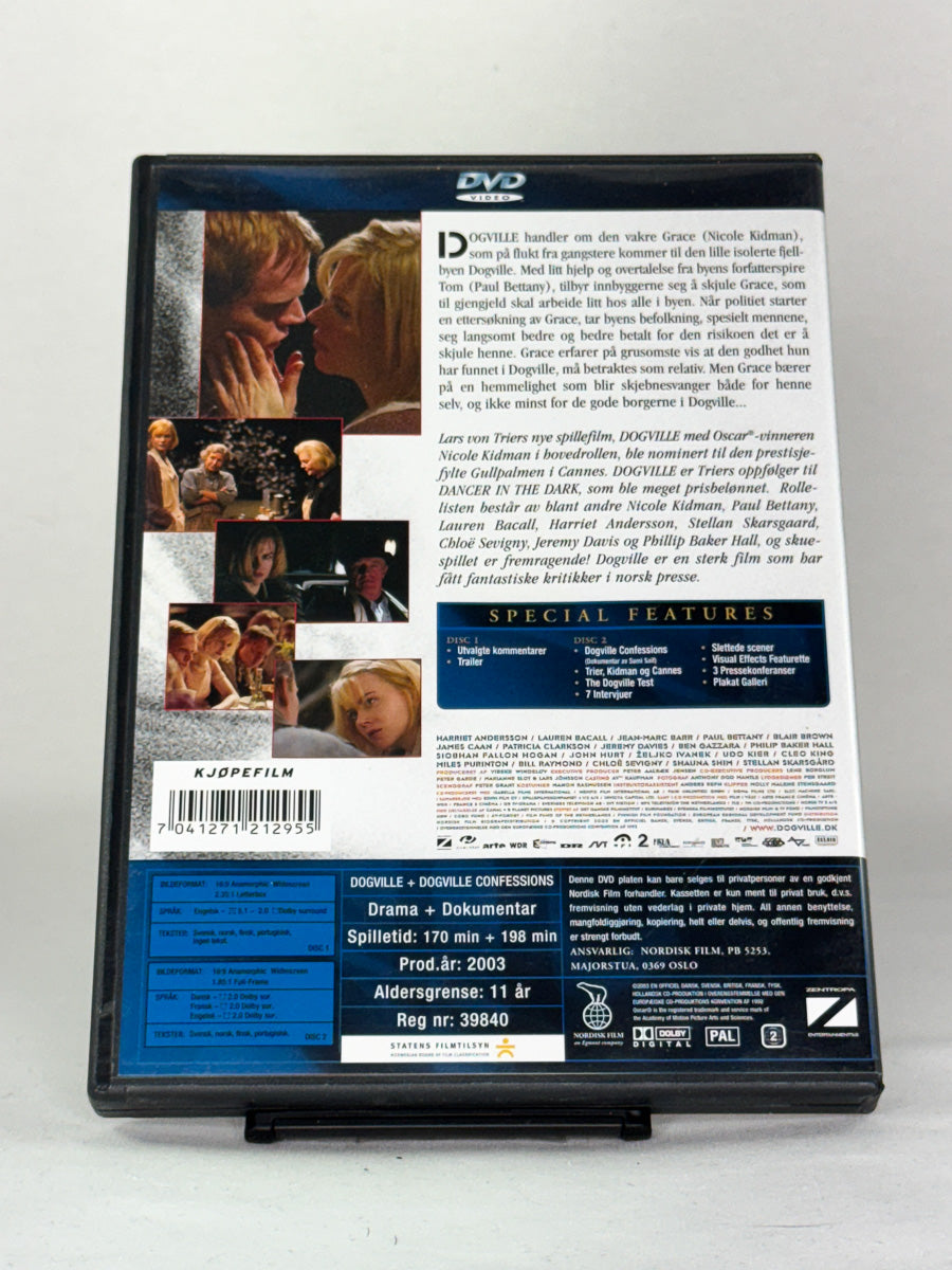 DVD-cover-bakside til filmen Dogville – Brukt DVD fra nettbutikken Brukbar Film
