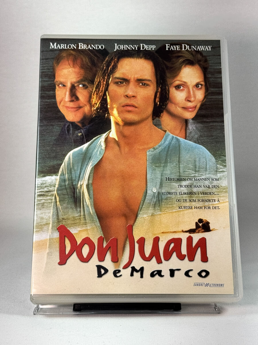 Forside av cover til Don Juan DeMarco, bruktfilm hos nettbutikken Brukbar Film