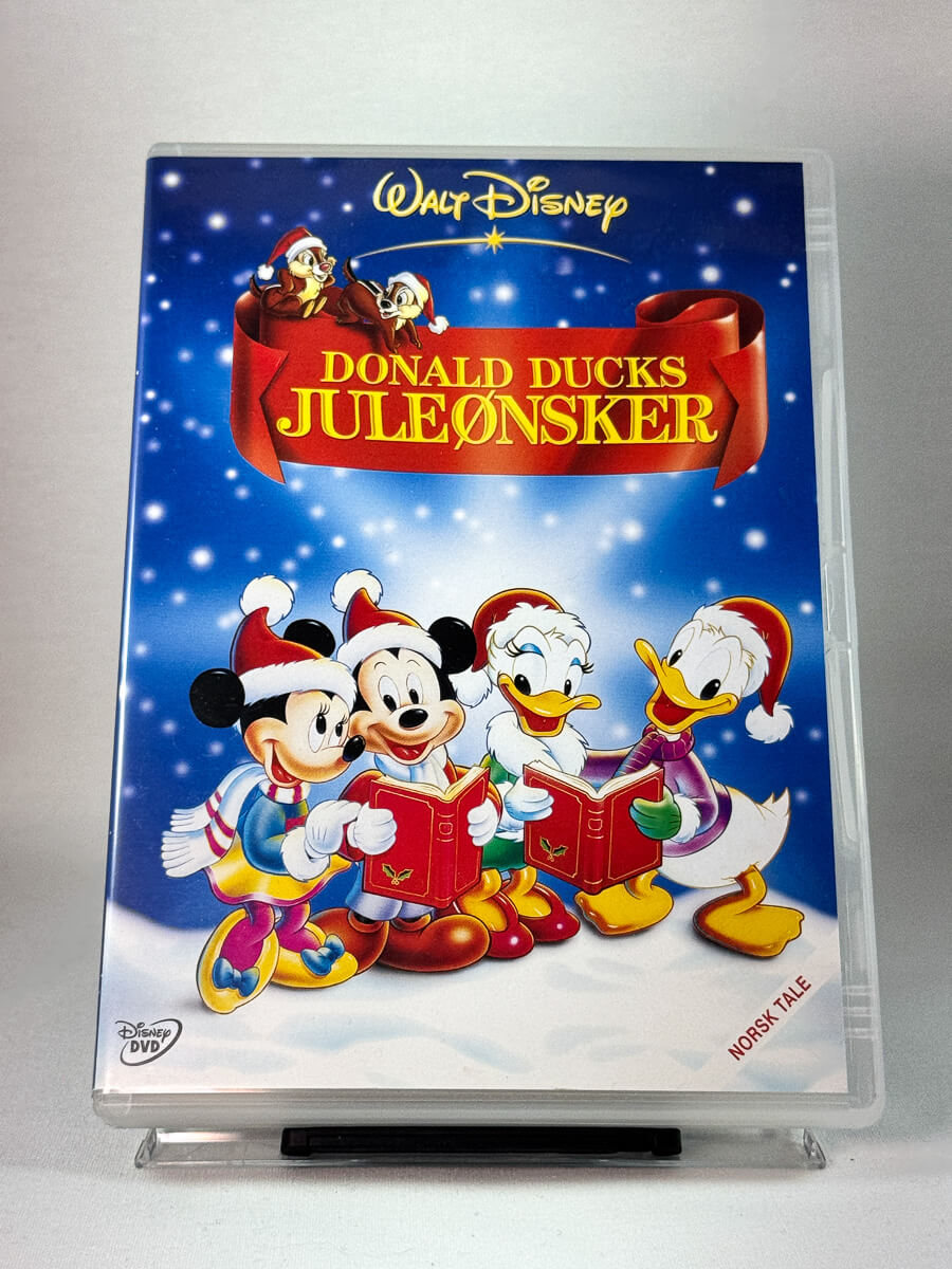 Forside av DVD-cover til Donald Ducks juleønsker, Disney-juleklassiker med Donald Duck, brukt DVD hos Brukbar Film