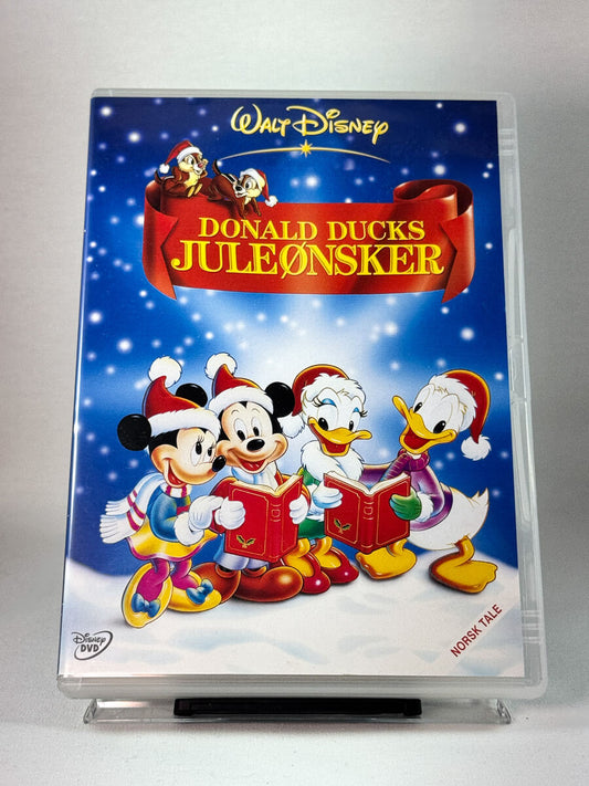 Forside av DVD-cover til Donald Ducks juleønsker, Disney-juleklassiker med Donald Duck, brukt DVD hos Brukbar Film
