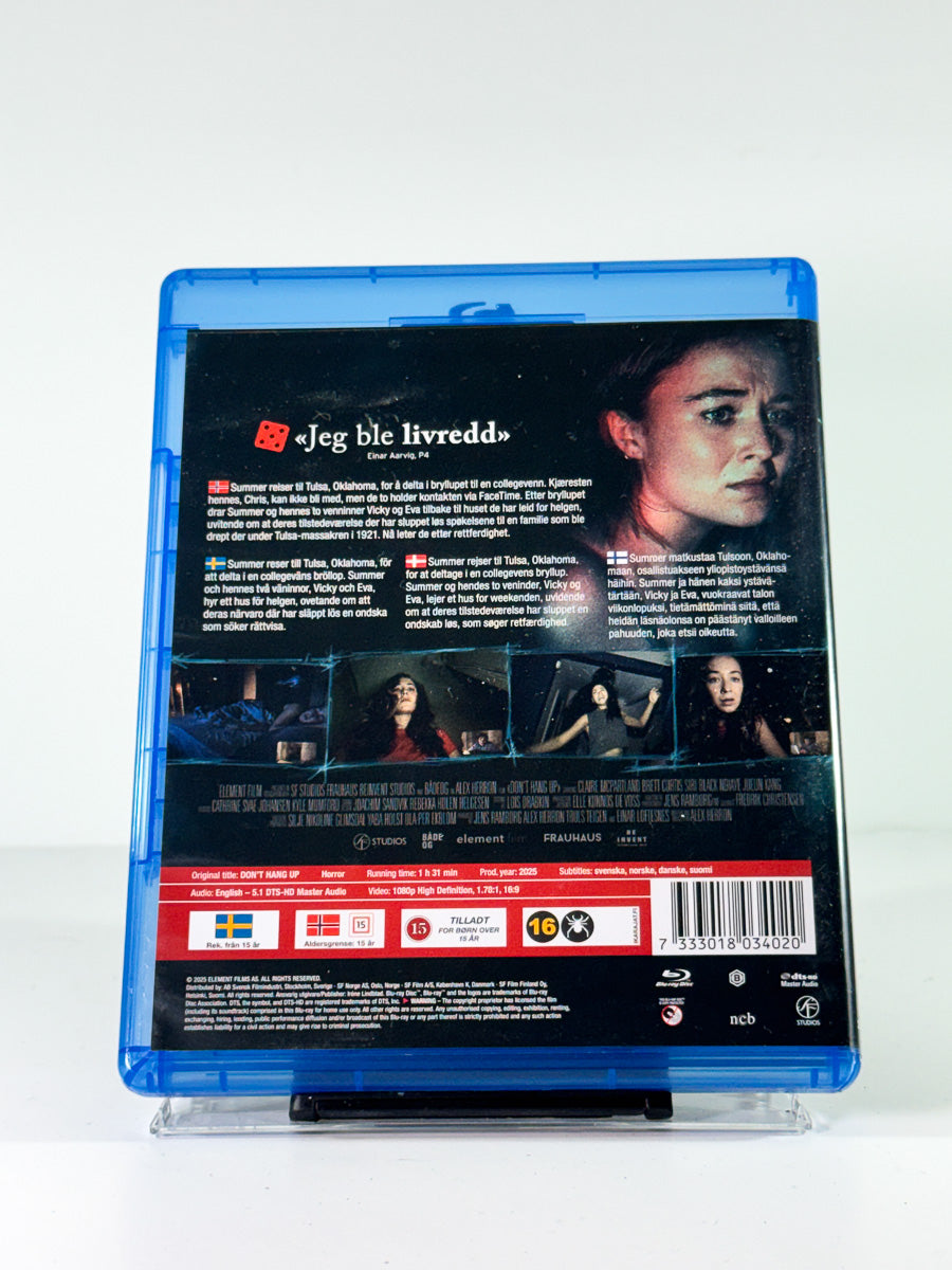 Bakside av cover til Don't Hang Up på Blu-ray