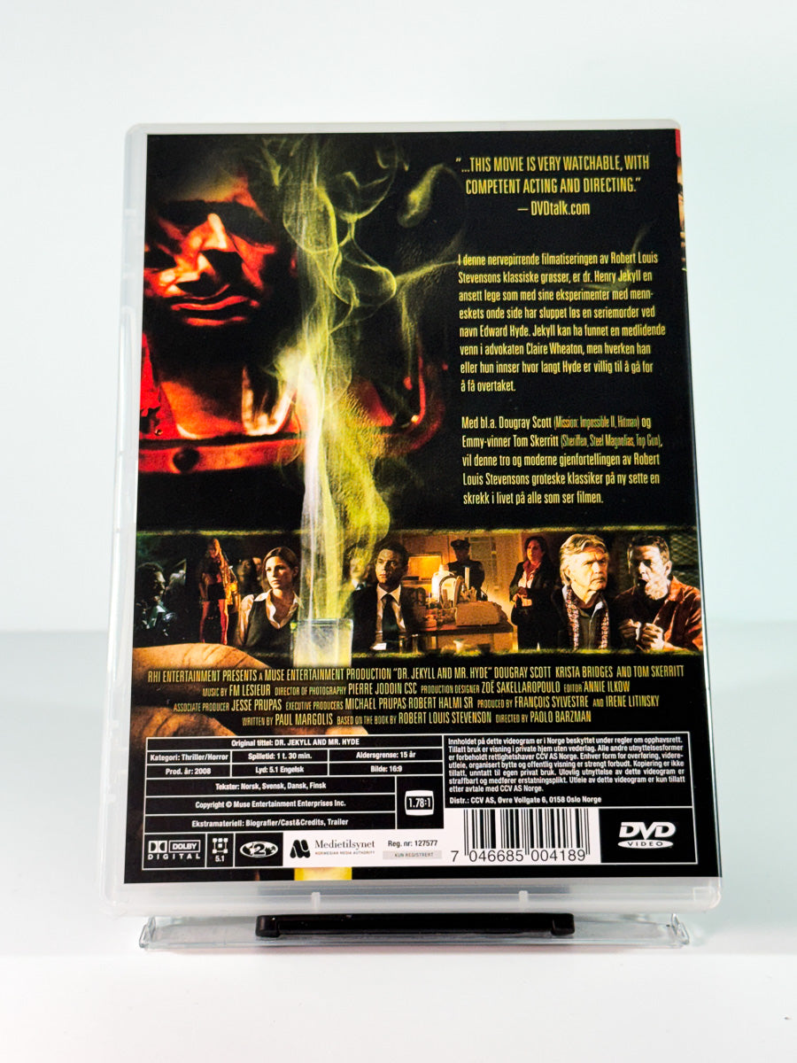 Bakside av cover til Dr Jekyll and Mr Hyde, bruktfilm på DVD hos Brukbar Film