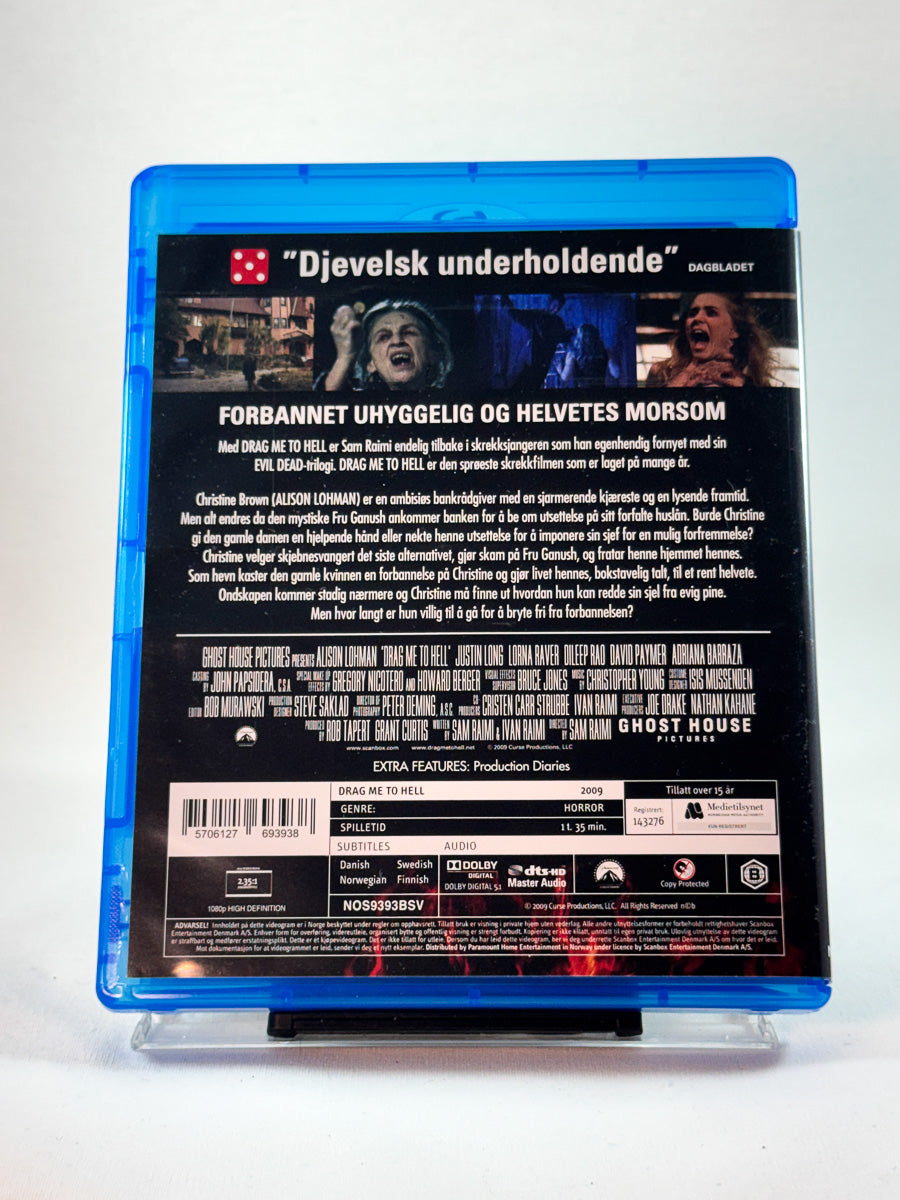 Bakside av cover til Drag Me to Hell, bruktfilm hos nettbutikken Brukbar Film