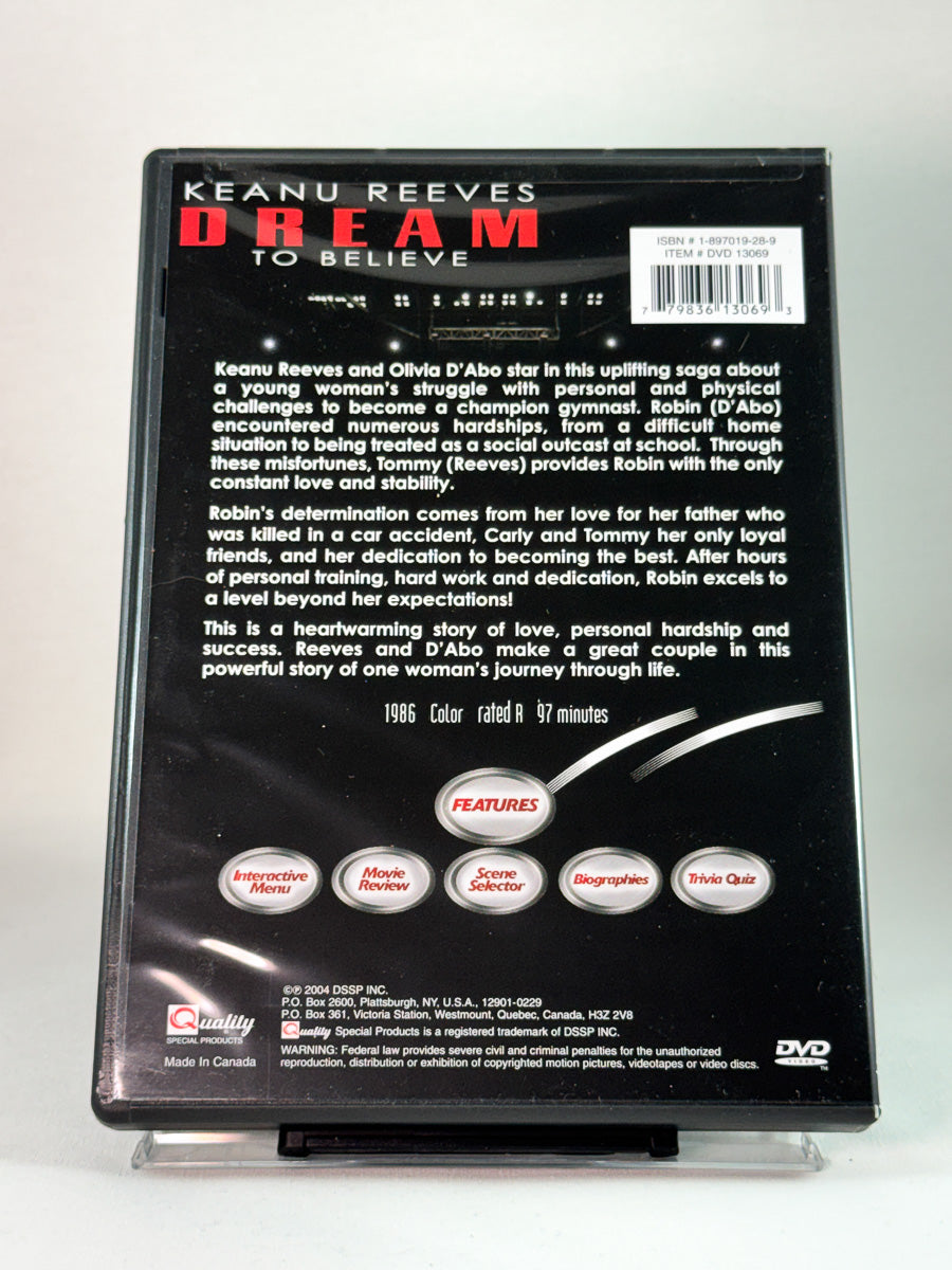 Bakside av cover til Dream to Believe, brukt DVD hos Brukbar Film