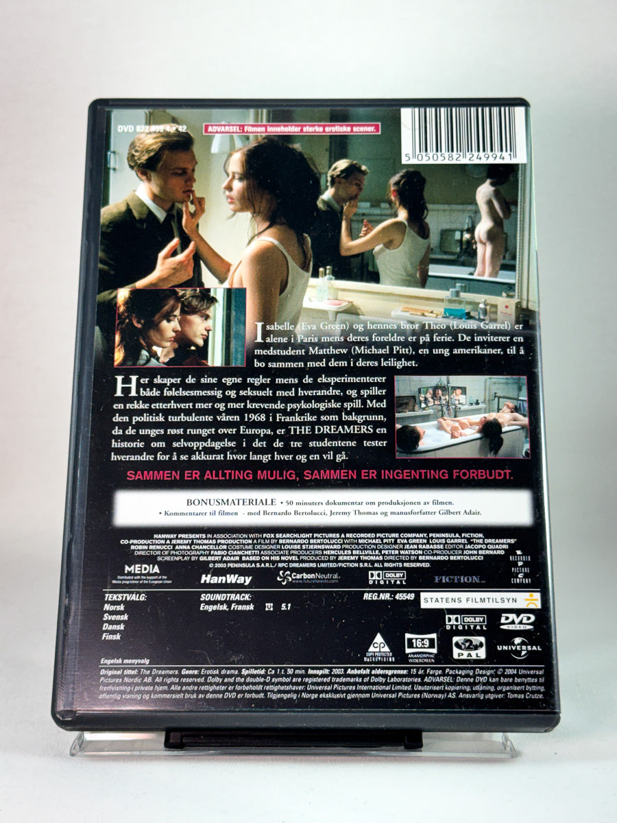 DVD-cover-bakside til filmen Dreamers – brukt DVD hos Brukbar Film