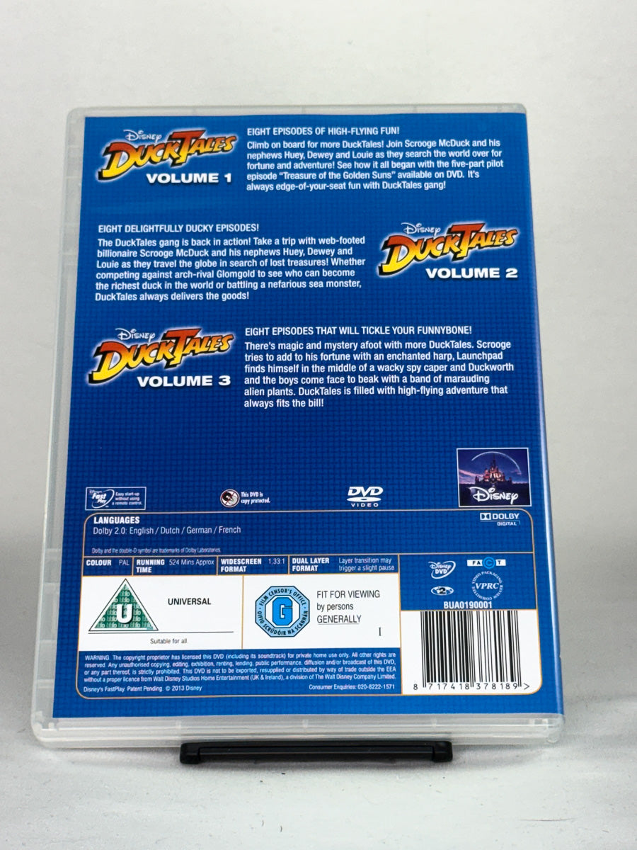 DVD-bakside til filmen DuckTales – Second Collection Volumes 1–3
Baksiden viser info, spesifikasjoner og eventuell ekstratekst – produktbilde fra nettbutikken Brukbar Film