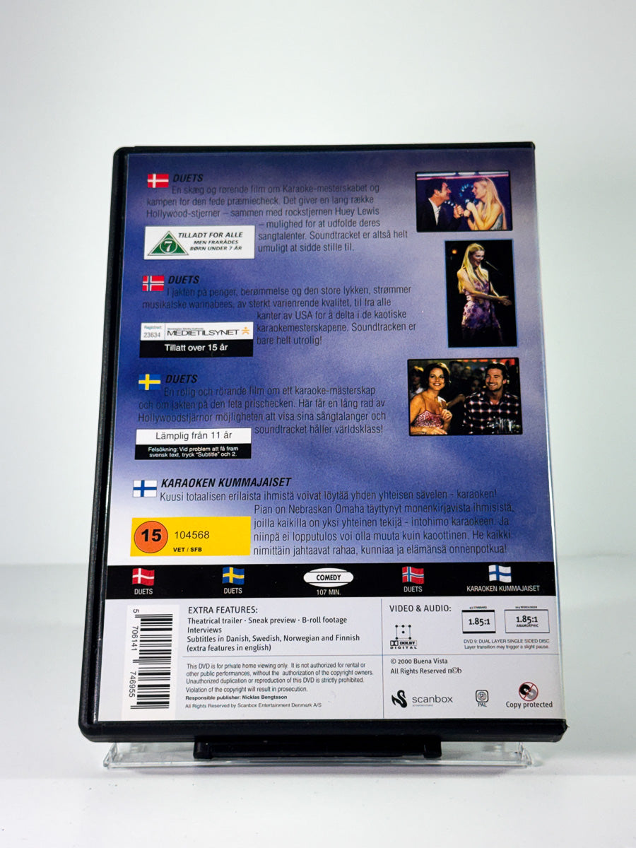 Bakside av cover til duets, brukt original DVD hos Brukbar Film