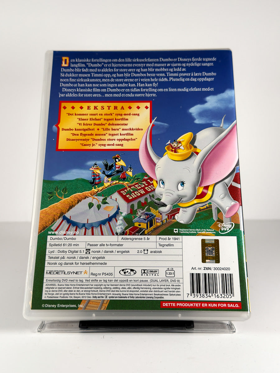 Bakside av cover til Dumbo på DVD