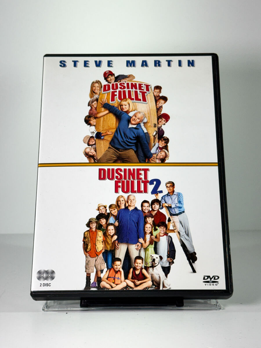 Forside av cover til Dusinet Fullt and Dusinet Fullt 2, brukt DVD hos Brukbar Film