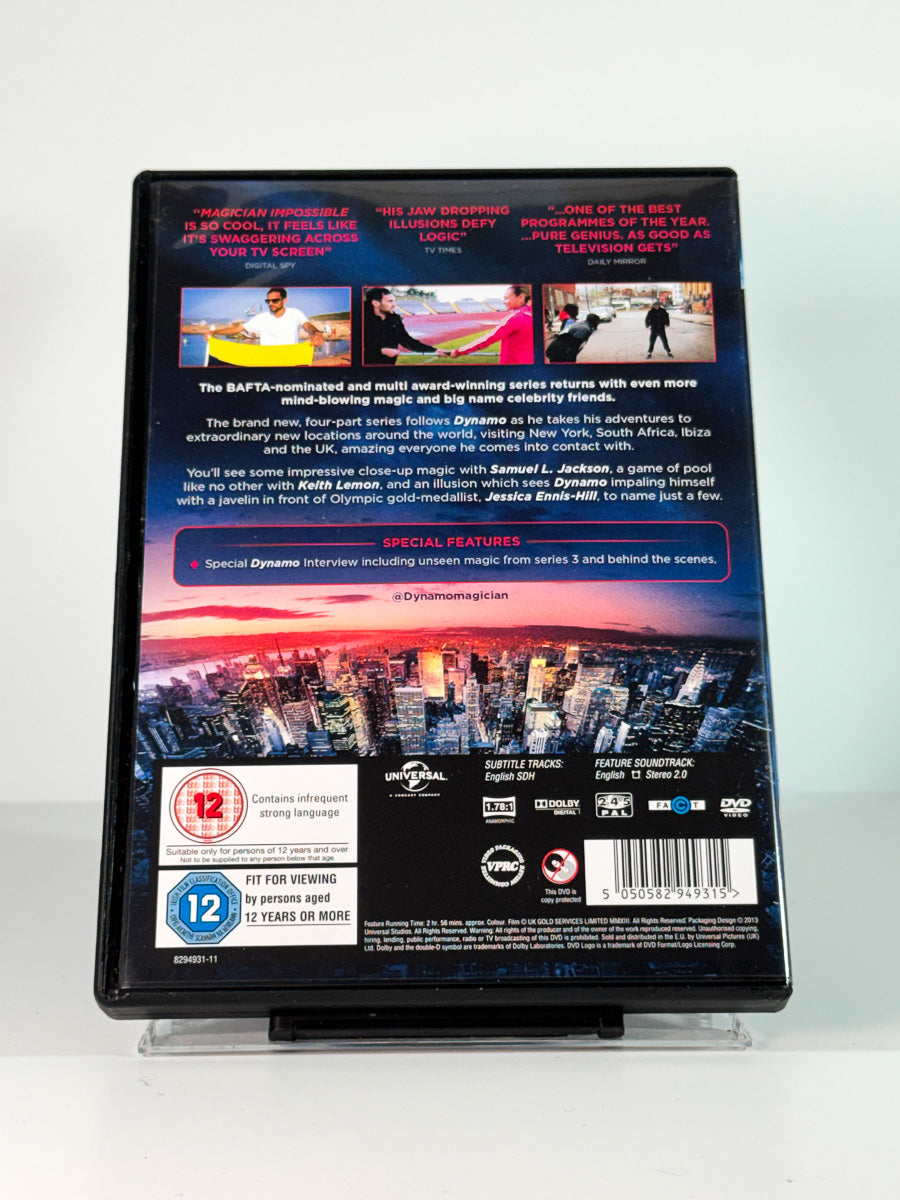 Bakside av cover til Dynamo – Magician Impossible: Series Three, bruktfilm hos nettbutikken Brukbar Film