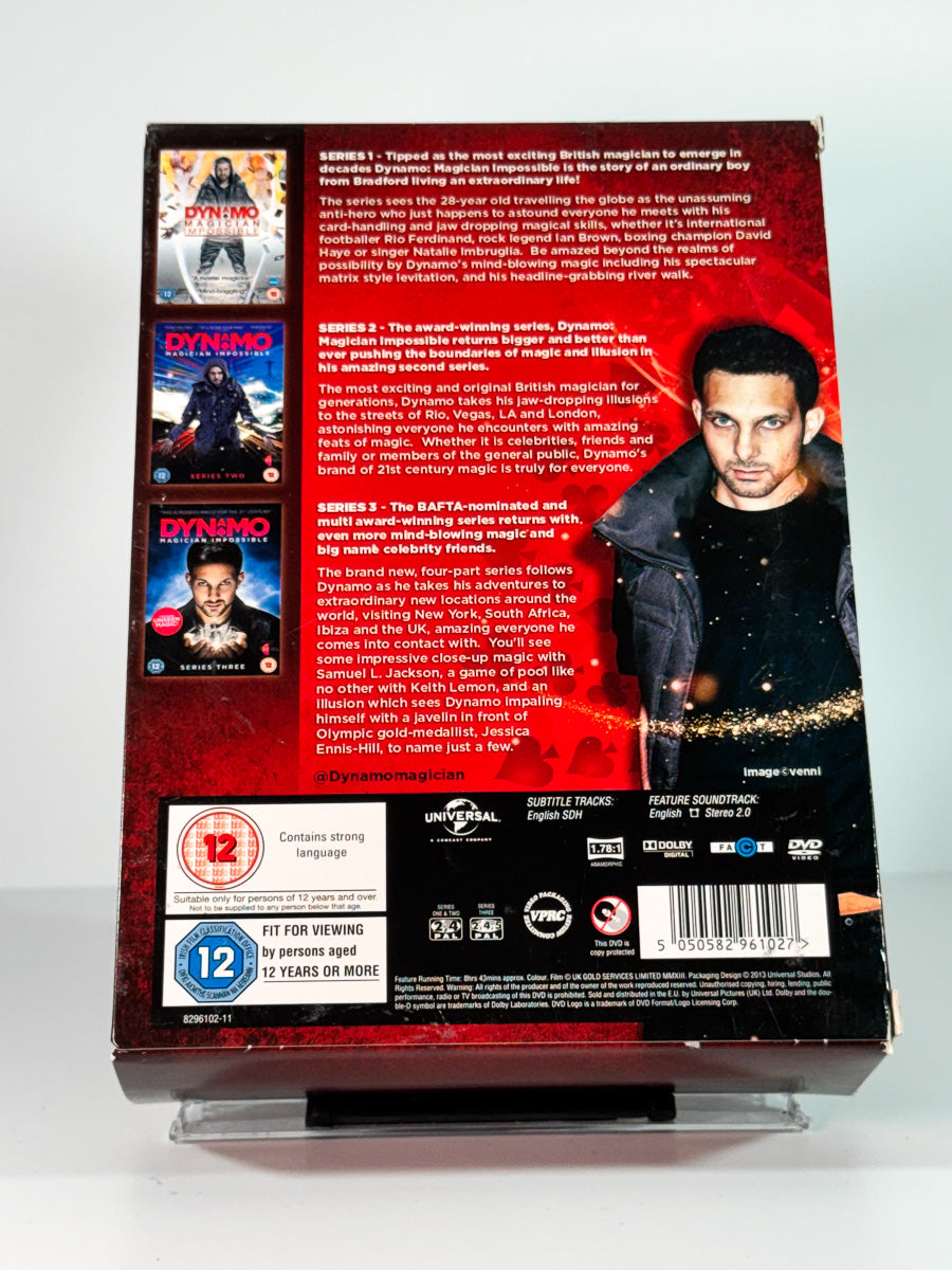 Bakside av cover til Dynamo – Magician Impossible: The Complete Series 1–3, brukt original DVD hos Brukbar Film
