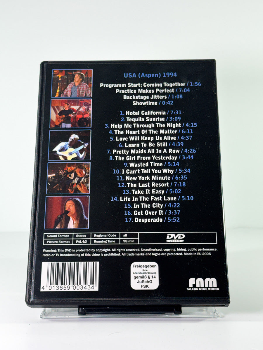 Bakside av cover til eagles live, brukt original DVD hos Brukbar Film