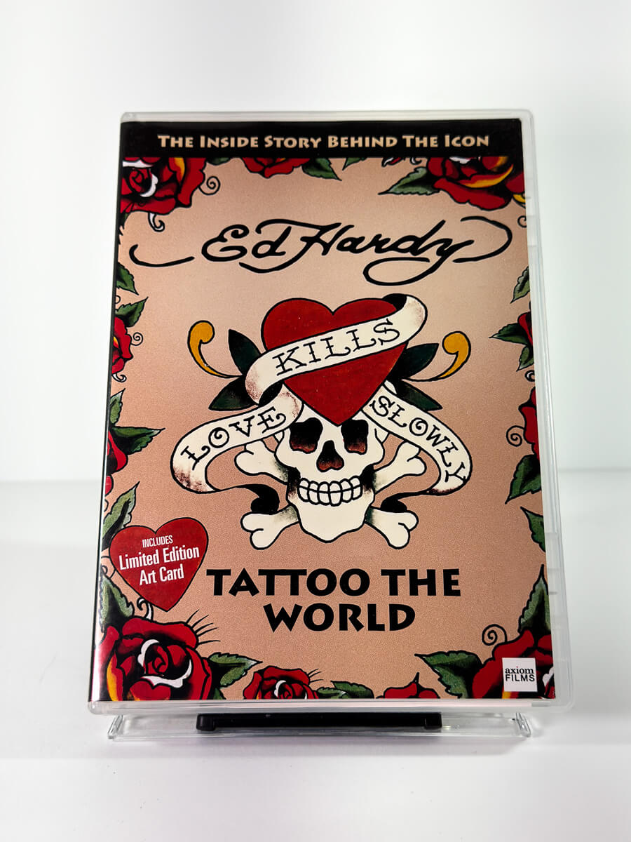 Forside av cover til Ed Hardy Tattoo The World, bruktfilm hos nettbutikken Brukbar Film