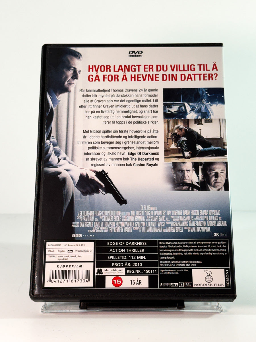 Bakside av cover til edge of darkness, bruktfilm hos nettbutikken Brukbar Film